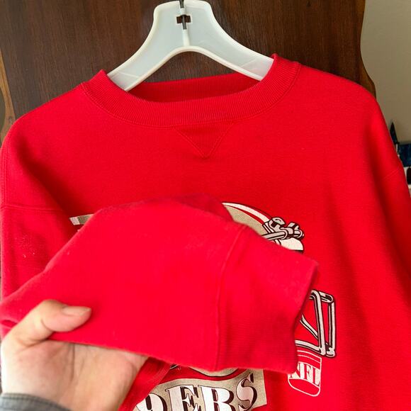 Vtg 90s Mens L Spell Out Big Logo San Francisco 49ers Football Sweatshirt USA - Picture 6 of 10